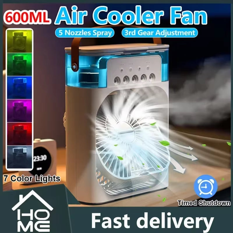 Portable Fan Air Conditioners USB Electric Fan Air Cooler LED Night Light Water Mist Fun 3 in 1 Air Humidifier for Home