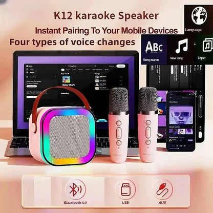 K12 Partypro Wireless Karaoke Speaker – 2 Mics, RGB Lights, Pure Fun