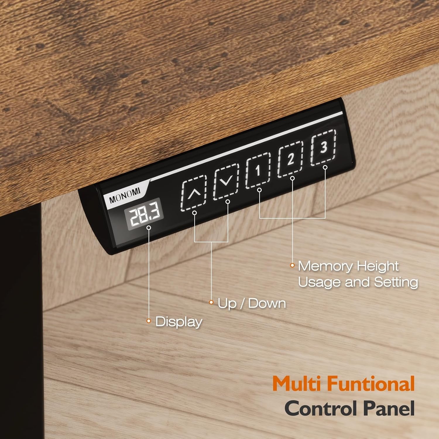 55" Electric Standing Desk,Height Adjustable Home Office Sit Stand up Computer PC Table,Tall Standup Workstation, Gaming, Writing, Study,Bedroom Rising Desks with Two-Piece Desktop,Brown